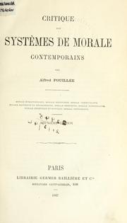 Cover of: Critique des systemes de morale contemporains.