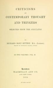 Cover of: Criticism on contemporary thought and thinkers