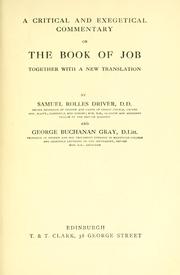 Cover of: A critical and exegetical commentary on the book of Job by S. R. Driver
