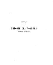 Cover of: Essai sur la théorie des nombres: premiers éléments