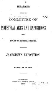 Cover of: Hearings Before the Committee on Industrial Arts and Expositions of the ...