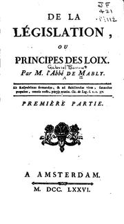 Cover of: De la législation, ou Principes de loix