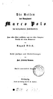 Cover of: Die Reisen des Venezianers Marco Polo by Marco Polo, August Bürck, Karl Friedrich Neumann