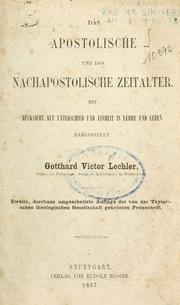 Cover of: Das apostolische und das nachapostolische zeitalter by Gotthard Victor Lechler