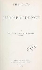 Cover of: The data of jurisprudence.