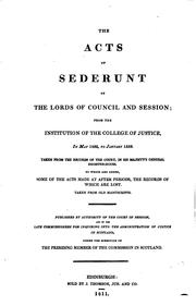 Cover of: The Acts of Sederunt of the Lords of Council and Session: From the Institution of the College of ...