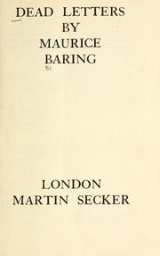 Cover of: Dead letters by Maurice Baring