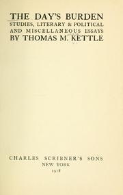 Cover of: The day's burden by Tom Kettle