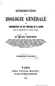 Cover of: Introduction à la zoologie générale, ou, Considérations sur les tendances de ...