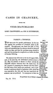 Cover of: Reports of Cases Decided in the High Court of Chancery: In 1850 [and 1852] by the Right Hon ...