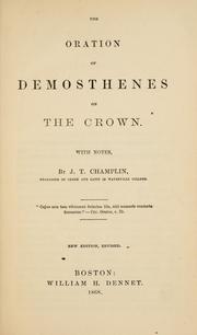 Cover of: The oration of Demosthenes on the crown by Demosthenes