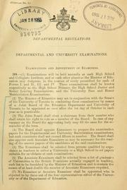Cover of: Departmental regulations by Ontario. Ministry of Education.