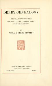 Cover of: Derby genealogy by Viola Annette Derby Bromley