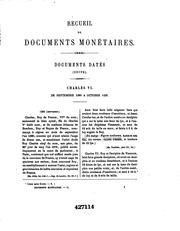 Cover of: Recueil de documents relatifs a l'histoire des monnaies frappées par les ...