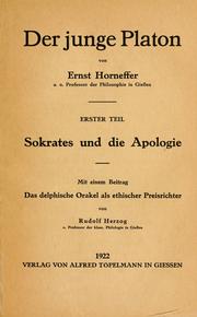Cover of: Der junge Platon. by Ernst August Horneffer