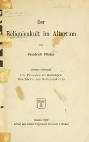 Cover of: Reliquienkult im Altertum