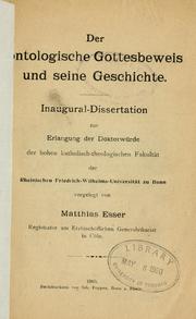 Der ontologische Gottesbeweis und seine Geschichte by Matthias Esser