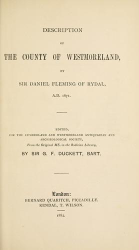 Description of the county of Westmoreland by Fleming, Daniel Sir