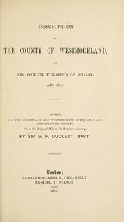 Cover of: Description of the county of Westmoreland