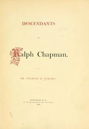 Cover of: Descendants of Ralph Chapman