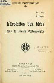 Cover of: De Taine a Péguy: l'évolution des idées dans la France contemporaine.
