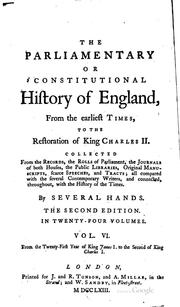 Cover of: The Parliamentary Or Constitutional History of England, from the Earliest ...