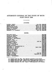Cover of: Annual Report of the Attorney General of the State of Michigan