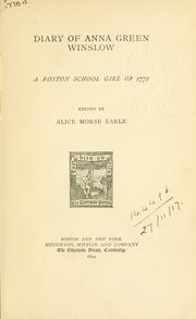 Cover of: Diary of Anna Green Winslow by Anna Green Winslow