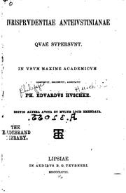 Ivrisprvdentiae anteivstinianae qvae svpersvnt by Philipp Eduard Huschke