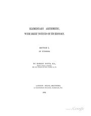 Cover of: Elementary Arithmetic, with Brief Notices of Its History...