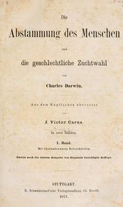 Cover of: Die abstammung des menschen und die geschlechtliche zuchtwahl by Charles Darwin