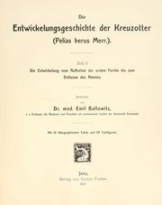 Cover of: Die Entwickelungsgeschichte der Kreuzotter (Pelias berus Merr.) by Emil Ballowitz