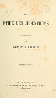 Cover of: Die Ethik des Judenthums by Lazarus, Moritz