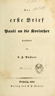 Cover of: Die Briefe Pauli an die Korinther