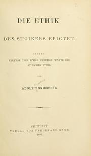 Cover of: Die ethik des stoikers Epictet.