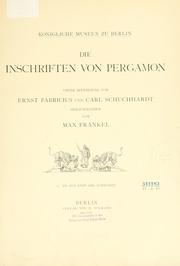 Cover of: Die Inschriften von Pergamon by Max Fränkel