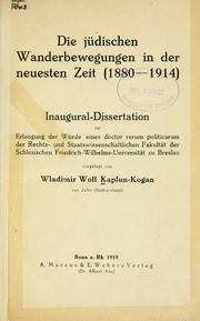 Cover of: jüdischen Wanderbewegungen in der neuesten Zeit, 1880-1914.