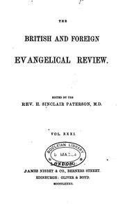 the british and foreign evangelical review by rev. h. sinclair paterson, m.d.