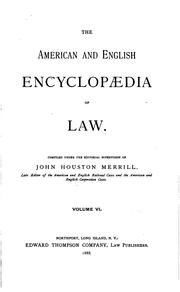 Cover of: The American and English Encyclopedia of Law