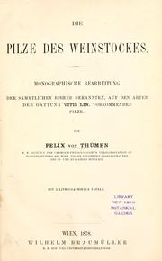 Cover of: Die Pilze des Weinstockes by Felix von Thmen