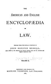 Cover of: The American and English Encyclopedia of Law
