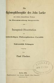 Cover of: Die Religionsphilosophie des John Locke. by Fischer, Paul