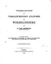 Cover of: Untersuchungen zur vergleichenden Anatomie der Wirbelthiere by Carl Gegenbaur