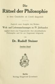 Die Rätsel der Philosophie in ihrer Geschichte als Umriss dargestellt by Rudolf Steiner