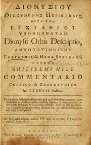 Cover of: [Dionysiou Oi'koumenes pepihtheie ...] =: Dionysii Orbis descriptio, annotationibus Eustathii & Henr. Stephani