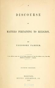A discourse of matters pertaining to religion by Parker, Theodore