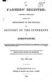 Cover of: THE FARMER'S REGISTER by Edmund Ruffin