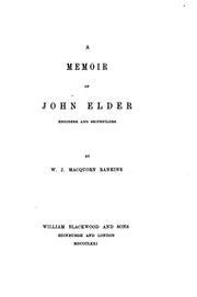 Cover of: A Memoir of John Elder, Engineer and Ship-builder