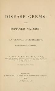 Cover of: Disease germs by Lionel S. Beale