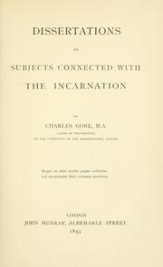 Cover of: Dissertations on subjects connected with the incarnation